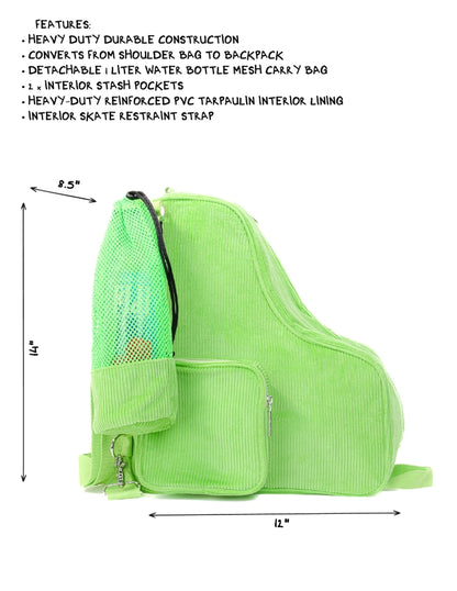 Fydelity Freewheelin' Roller Skate Bag Green Corduroy