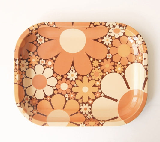 70's Floral Metal Tray